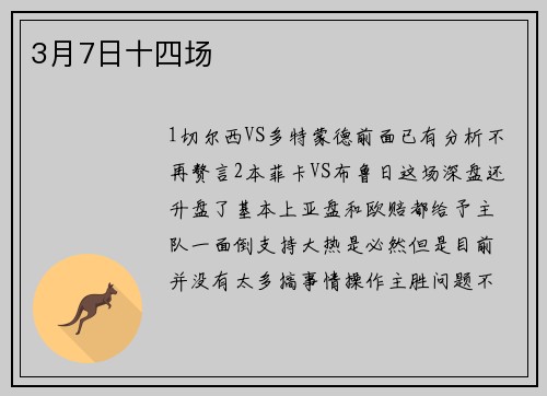 3月7日十四场