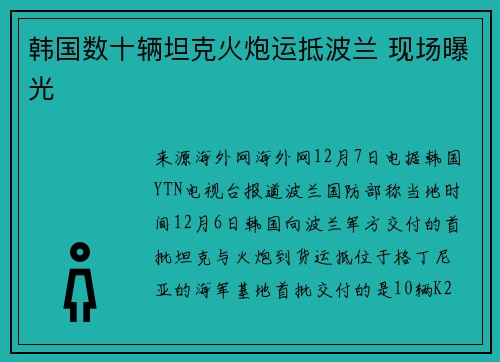 韩国数十辆坦克火炮运抵波兰 现场曝光